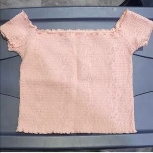 Light pink off shoulder fitted top